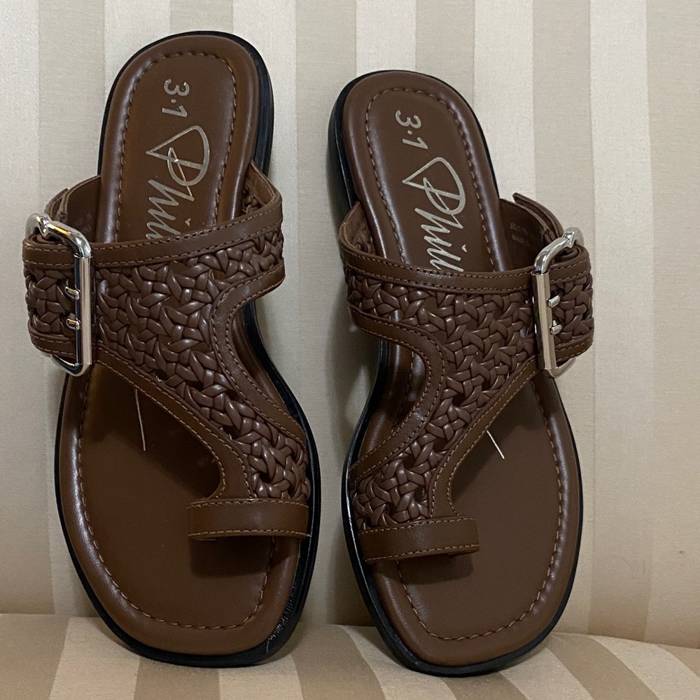 Phillip Kim Size 36 Brown Woven Slide Sandals